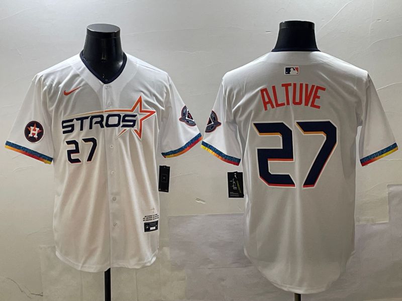 Men Houston Astros #27 Altuve White Fourth generation Joint Name 2025 Nike MLB Jersey style 2
